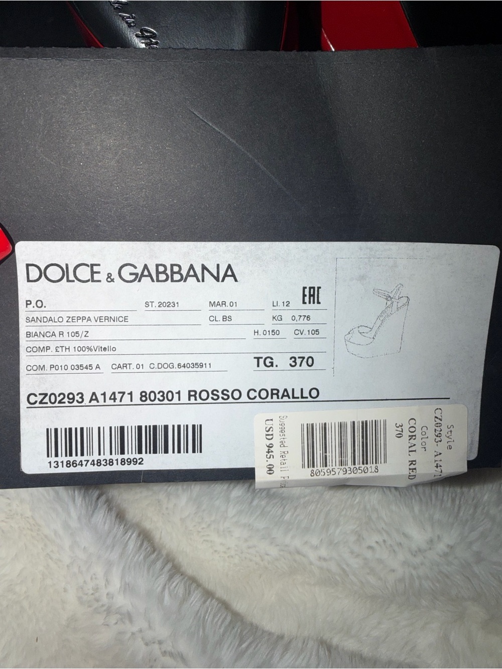 Dolce & Gabbana Patent Red Platform Wedge Sandals - Picture 5 of 7
